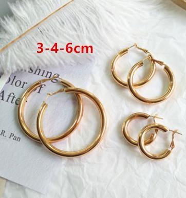 New Minimalist Gold Metal Large Circle Geometric Round Big Hoop Earrings for Women and Girl In Wedding Party Jewelry Style