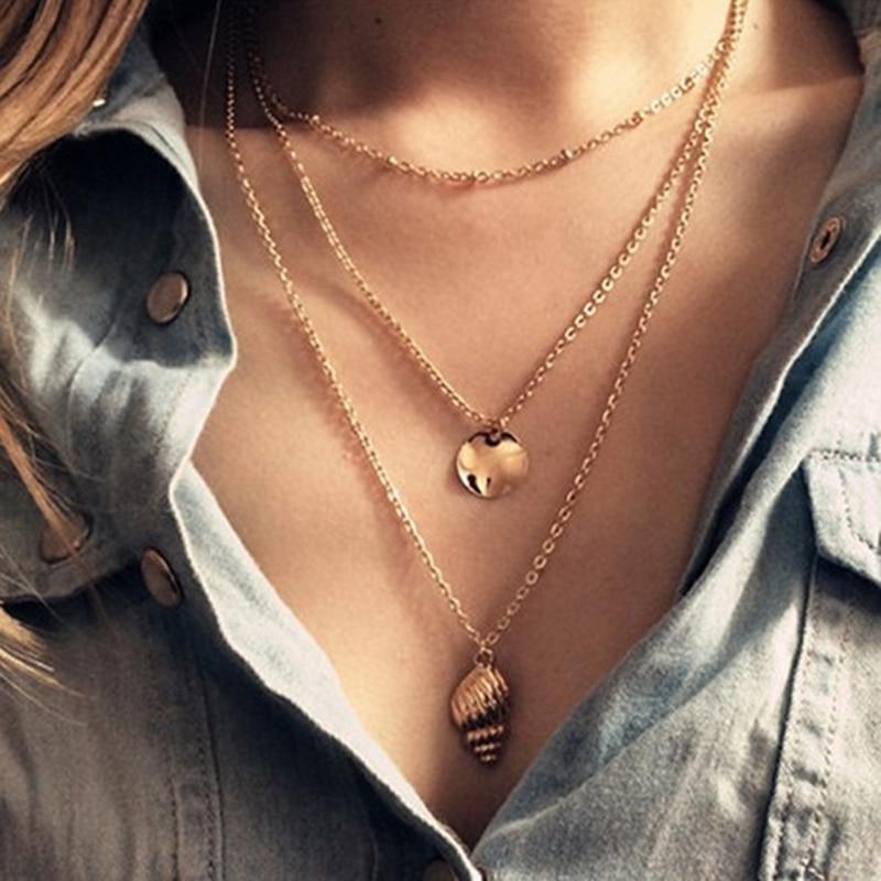 Modern Vintage Multilayer Crystal Gold Choker Pendant Necklace For Women Luxury Jewelry Perfect Gift Cool Style