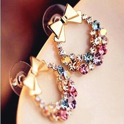 Luxury Modern Trend New Korean Retro Asymmetric Butterfly Imitation Pearl Earrings Fashion Round Flower For Women and Girls