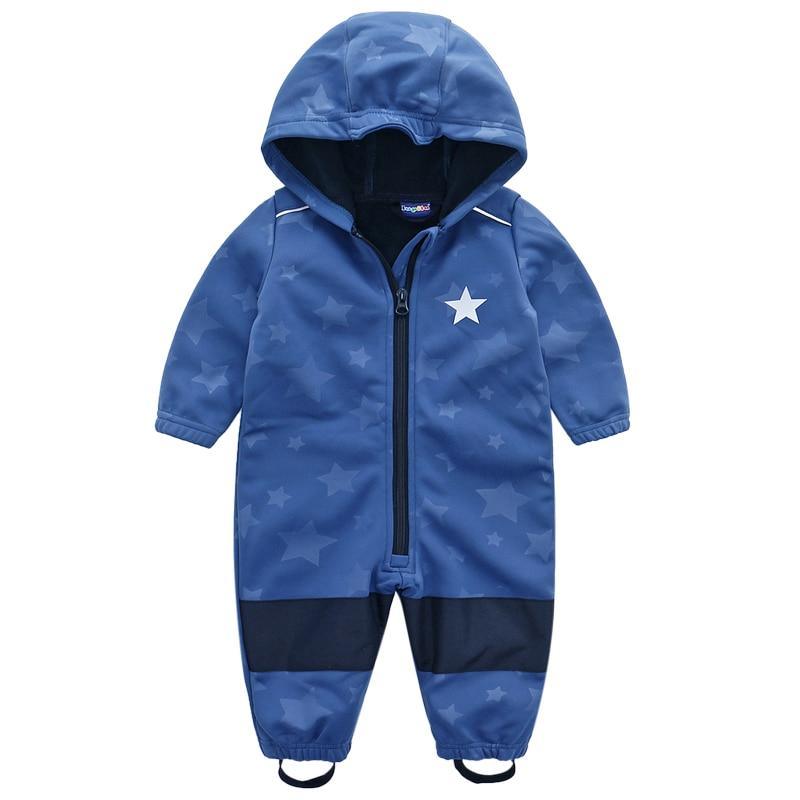 Ski suit For Children Soft Shell Outdoor Jacket Waterproof  Fleece Lining Jumpsuit For Boys and Girls In Modern Colorful Design