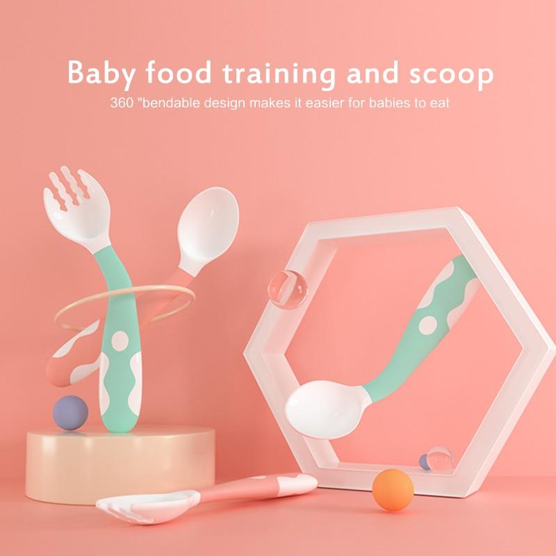 Baby Soft Silicone Spoon Infant Feeding Spoon Utensils Auxiliary Food Spoon Learn Eat Training Soft Spoon Children Tableware