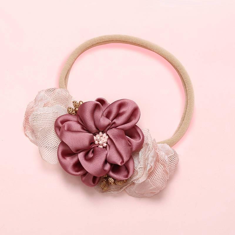 Modern Fashion Floral Headband Newborn Baby Elastic Hairbands Pearl Fresh Style Bow Knot For Girls