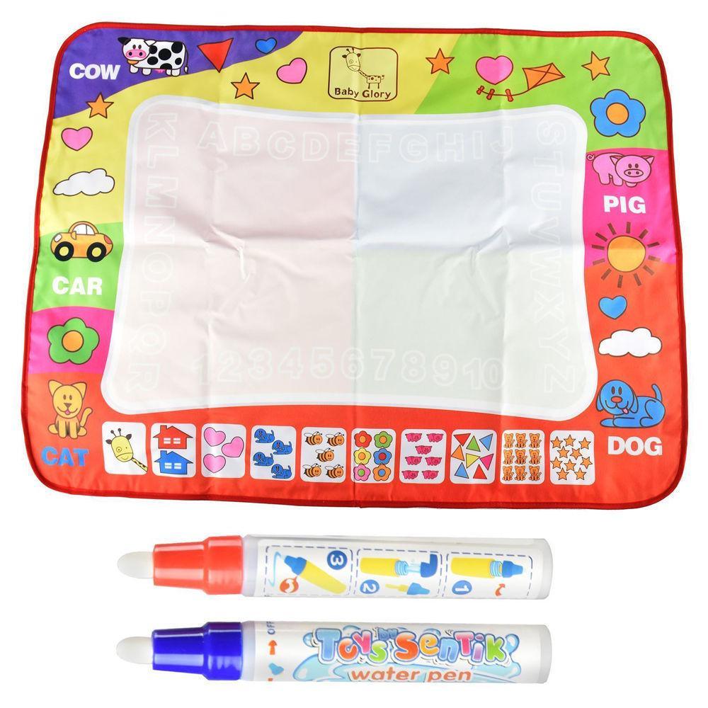 1-6 Years Children Kids Baby Drawing  Educational Water Mat Drawing Painting Toddler Board/ Charpet With Magic Water Pen Gift 45.5 X 29cm (White)