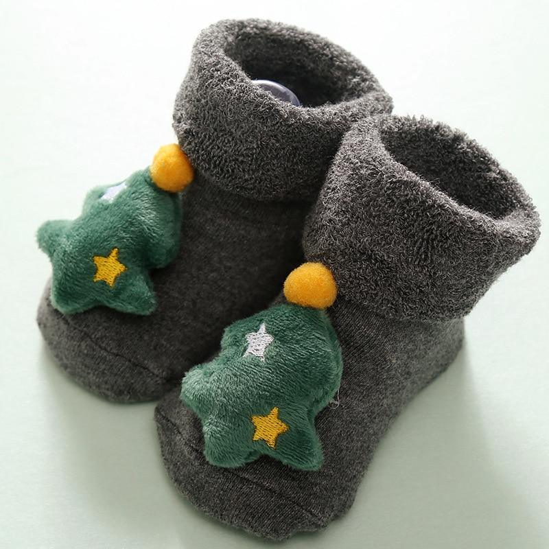 Luxury Modern Christmass Children's Socks With  Doll Baby Keep Warm Elk Non-Slip Socks Newborn For Infant Toddler Kids