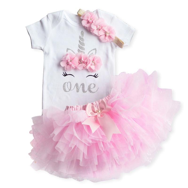 Modern Unicorn Party Girls Tutu Dress Toddler Kids Clothes Baby 1st Birthday Outfits For Girls