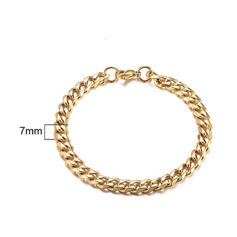 Men's Bracelet Curb Cuban Link Chain Stainless Steel Mens Womens Bracelets Bangle Gold Tone No Fade