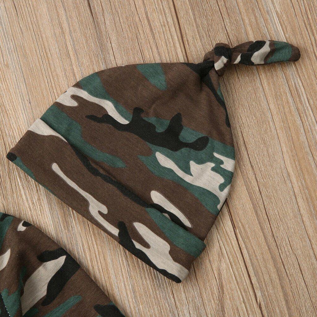 Newborn Baby Girls Boys Camouflage Military Deisgn Romper Infant Cute Zipper Casual Jumpsuit Hairband Hat Set Clothes For Girls And Boys