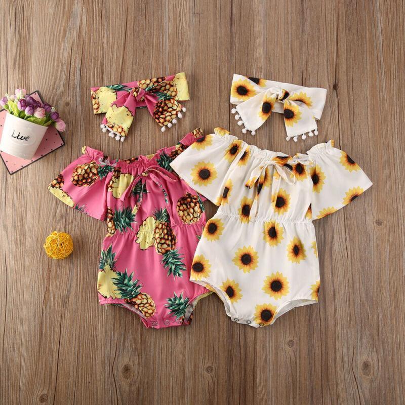 Modern Elegant Baby Girl Flower Romper Jumpsuit Playsuit Outfits Clothes For Girls With Bow