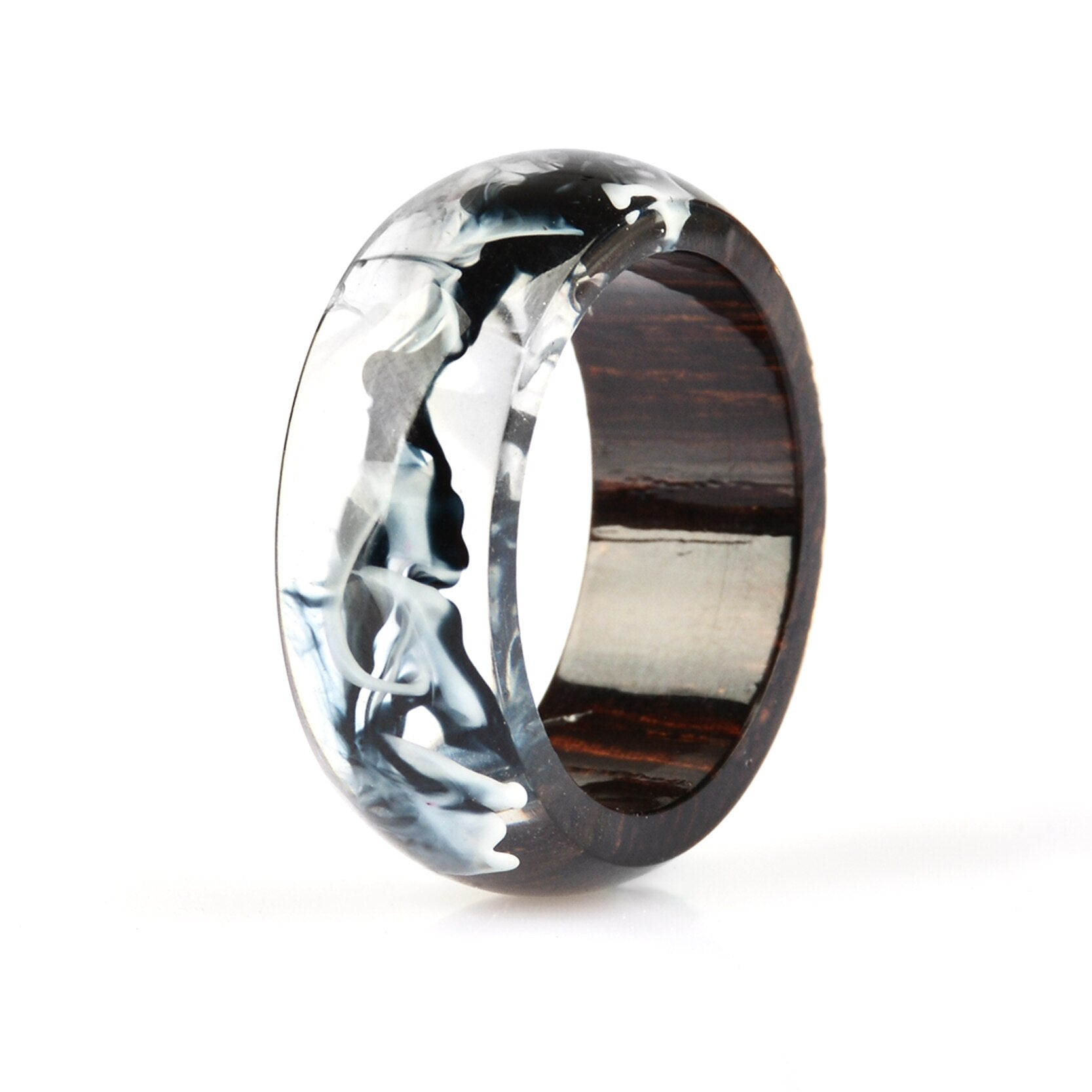 Apstract Minimal Luxury Elegant Epic Wave Inside Wood Resin Ring For Women and Men