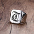 Modern Letter Retro Initials Signet Ring for Men 18mm Bulky Heavy Stamp Male Band Stainless Steel Letters Custom Jewelry Gift for Him