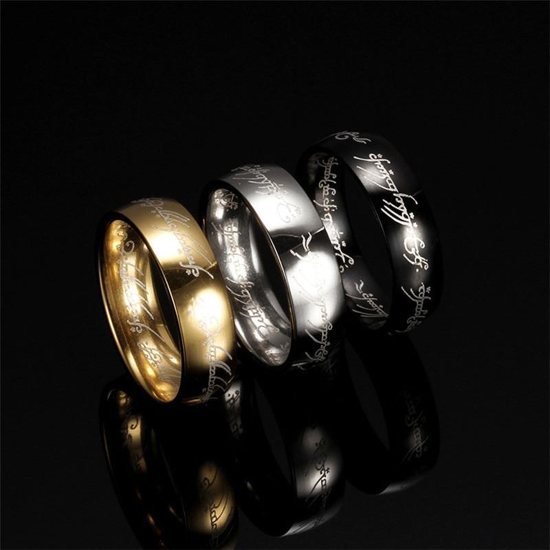 Great Stainless Steel One Ring of Power Elegant Gold Color Wedding Ring Modern Lovers Women Men Fashion Jewelry