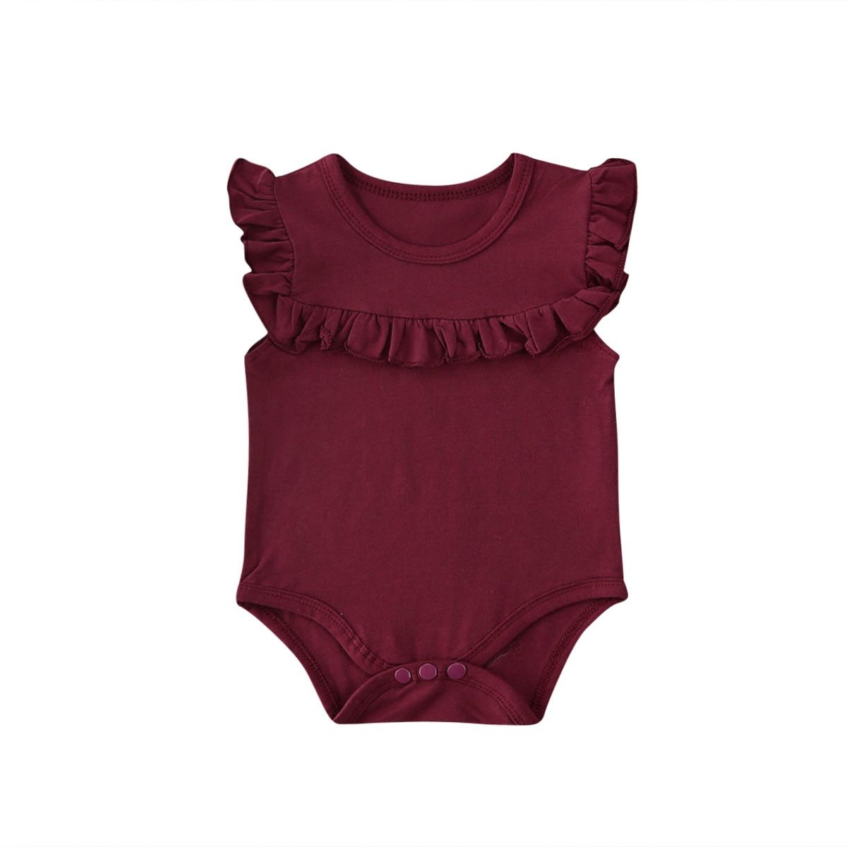 Newborn Baby Girl Clothes Ruffled Sleeveless Bodysuit Solid Playsuit Jumpsuit Outfits For Girls