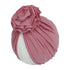 Handmade Pleated Flower Babies' Knitted Cotton Cloth Turban For Baby Girls In Elegant Style