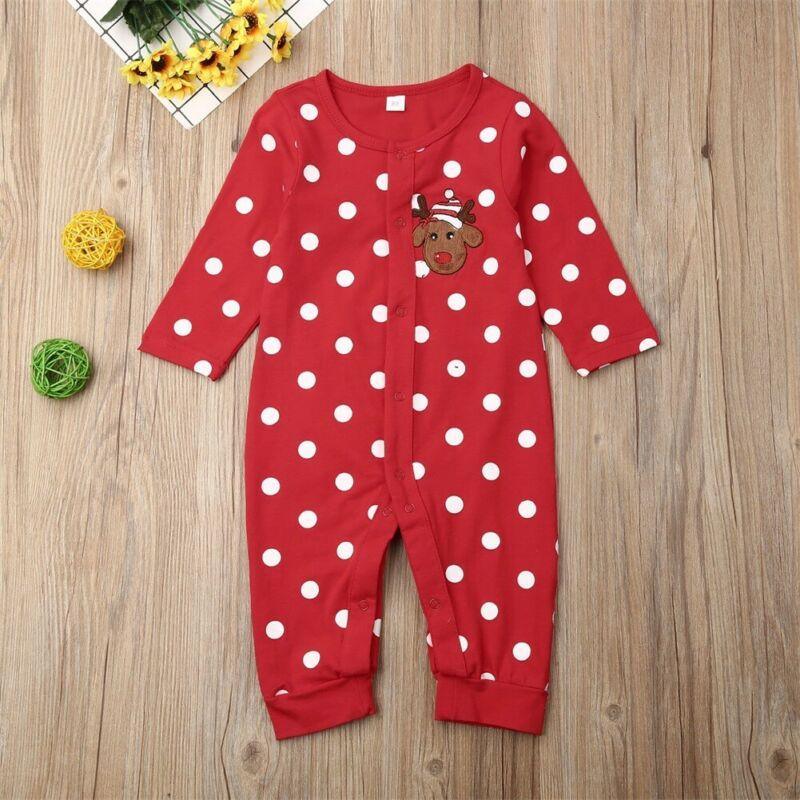 My First Christmas Baby Boy Girl Rompers Newborn Infant Baby Cartoon Deer Red Jumpsuit 0-18M For Girls and Boys For Christmas