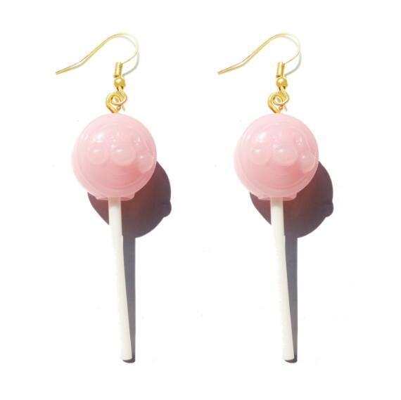 Interesting Modern Luxury Earrings For Women Resin Lollipop Drop Custom Made Handmade Cute Girls Cotton Candy Gift Style For Woman and Girls