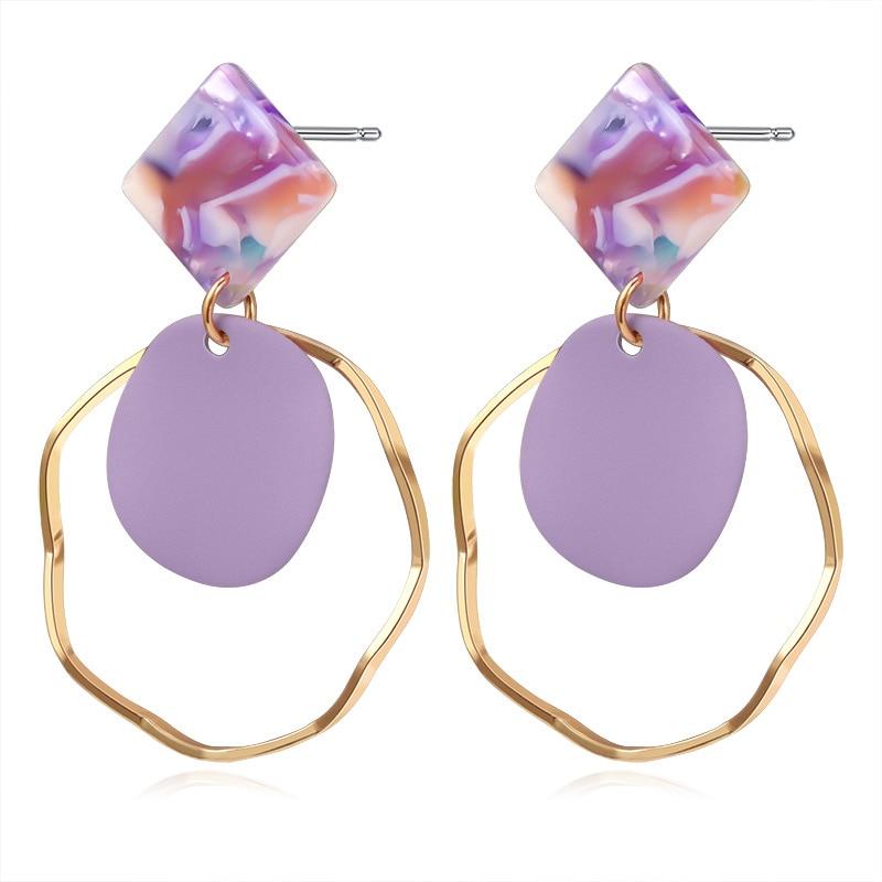 New Korean Heart Statement Drop Earrings  For Women In Fashion Vintage Geometric Acrylic Dangle Hanging Earring Jewelry Style