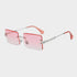 Fashion Rimless  Women Trendy Small Rectangle Sunglasses With High Quality metal frame And UV400 Protection