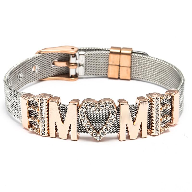 Fashion Stainless Steel Woman and Men Bracelet Mesh Bracelet Set Crystal Heart Anchor Charm Fine Bracelet Bangle For Female Lover