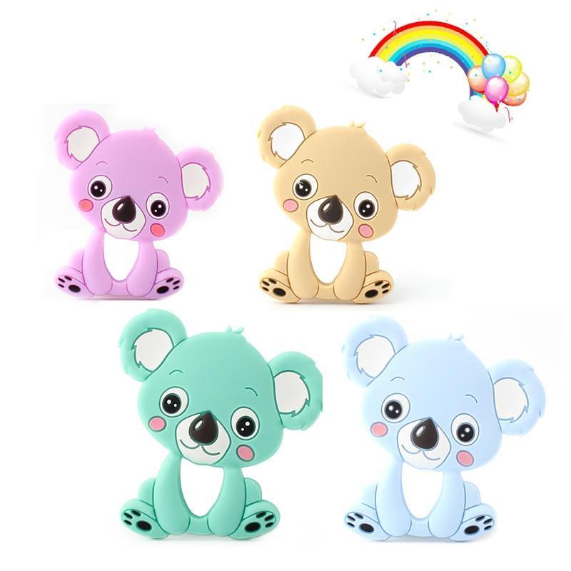 2pcs Cartoon Baby Teether Animal Silicone Teether Raccoon Elephant Koala Giraffe  Baby Teething Toys Accessories Perfect Toy For Kids