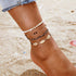 Luxury Leg Brecelet Gold Color Tassel Beads Anklet Bracelet for Leg for Women Set