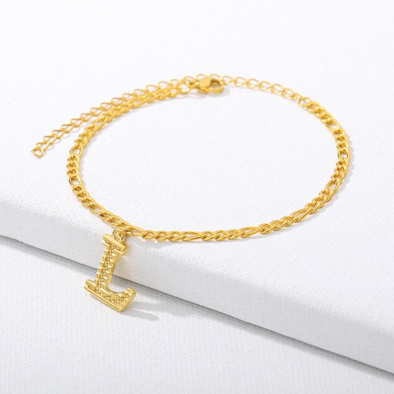 Luxury Anklets Letter Bracelets For Women Stainless Steel Alphabet Ankle Bracelet  Gold Chain Foot Jewellry