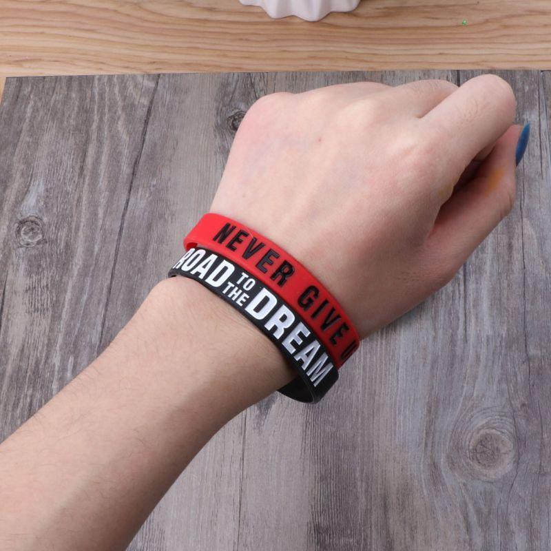 Silicone Rubber Band Elastic Inspirational Motivation Bracelets Never Give Up Perfect Gift For Men And Women Cool Fashion Style