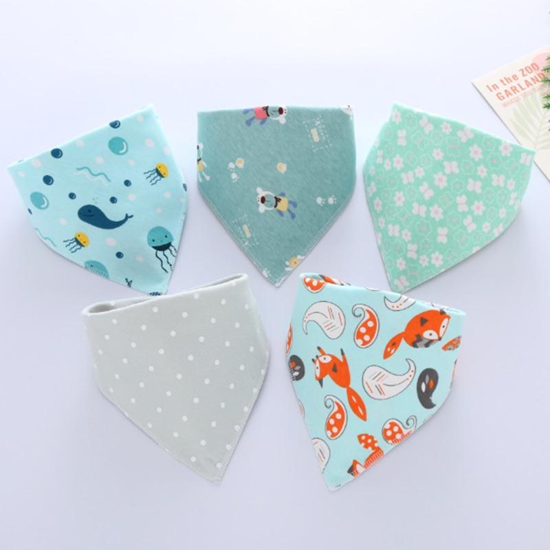 Fashion Modern 5PCS/SET Baby Triangle Double Cotton Bandana Feeding Bibs For Baby Boys/ Girls Baby Kids