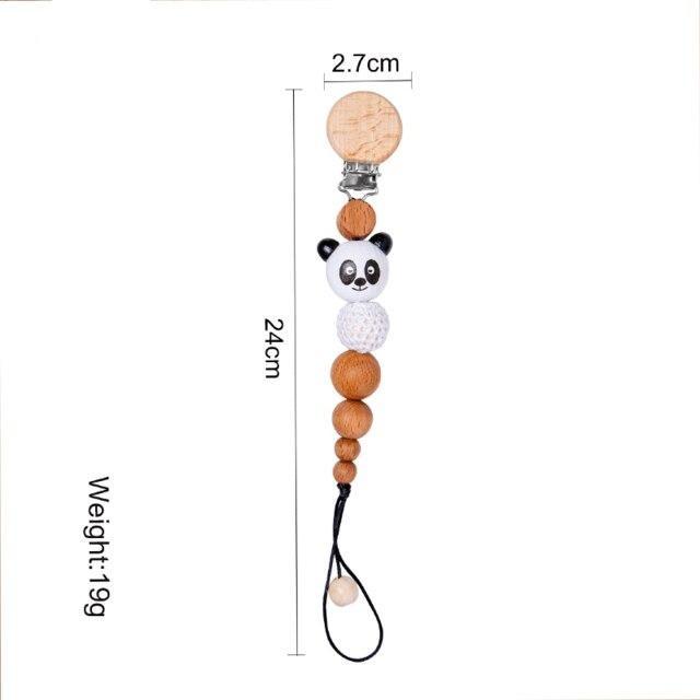 Modern Handmade Pacifier Chain Baby Teething Chains Crochet Rabbit Panda Beads Wooden Clips Wood Tiny Rod  For Kids