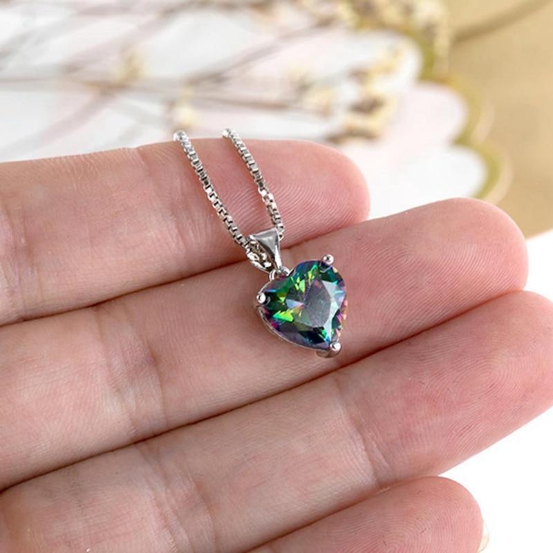 Mini Heart Necklaces Pendant Crystals Colorful Crystal Heart Pendant Necklace Great Gift For Birthday Party