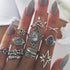 Boho Vintage Gold Star Knuckle Rings For Women BOHO Crystal Star Crescent Geometric Female Finger Rings Set Jewelry