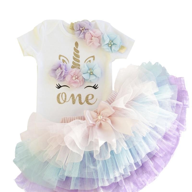 Modern Luxury Unicorn Party Dresses For 1 Year Baby Girl Birthday Outfits FOr 1st Birthday Party In Modern New Design