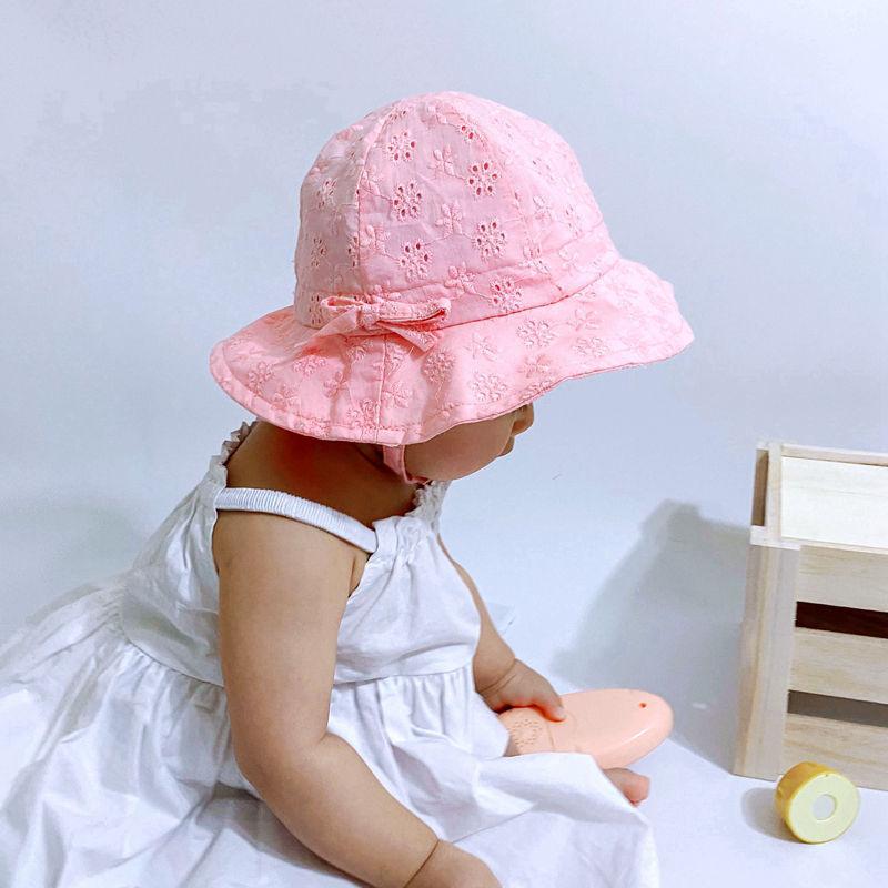 Modern Baby Girls Sun Hat Cotton Baby Hat Kids Child Cap Bowknot Flower Print Bucket Hat Double Sided