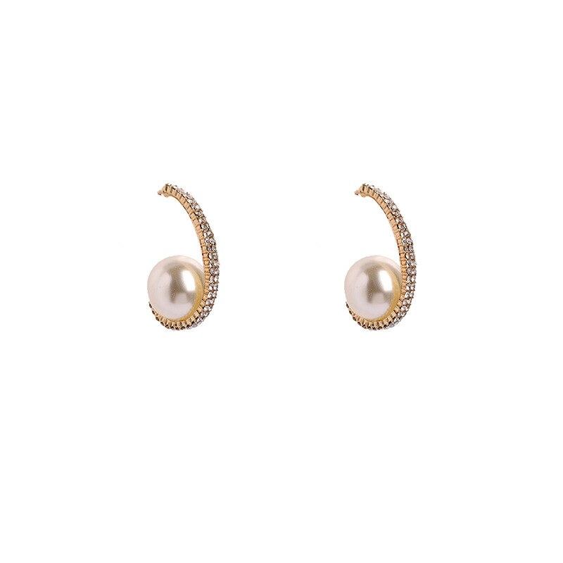 Modern New Arrival Arc Pearl Earrings Luxury Bohemian Drop Earrings Great Simulated-Pearl Trendy Round Women Dangle Earrings