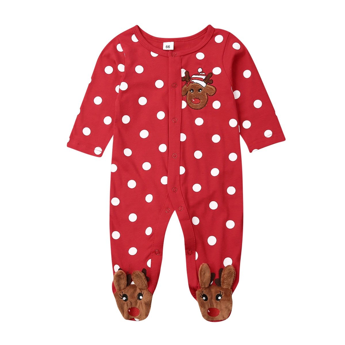 My First Christmas Baby Boy Girl Rompers Newborn Infant Baby Cartoon Deer Red Jumpsuit 0-18M For Girls and Boys For Christmas