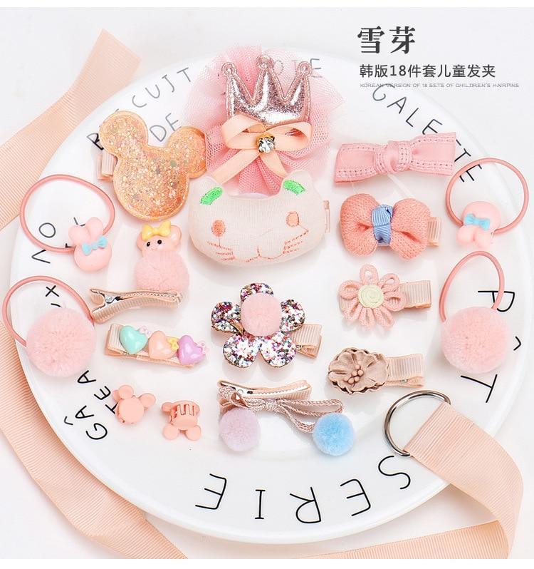 Luxury ModernBaby Girl Headband Set 18Pcs for Children's Turban Darling Bows Kids Headwear Elastic Hair Bands Clips Hairpins Sets