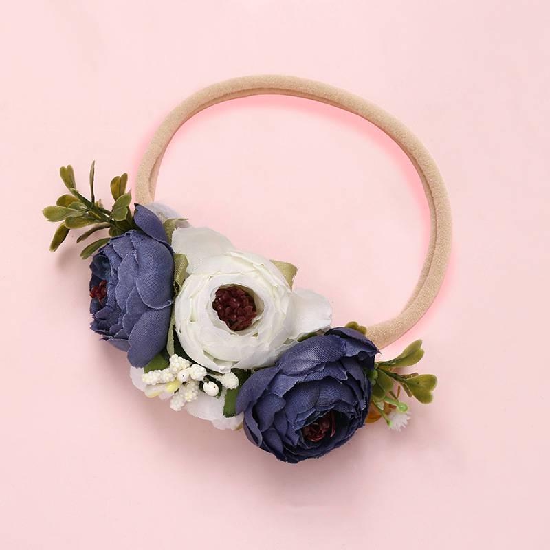 Modern Fashion Floral Headband Newborn Baby Elastic Hairbands Pearl Fresh Style Bow Knot For Girls