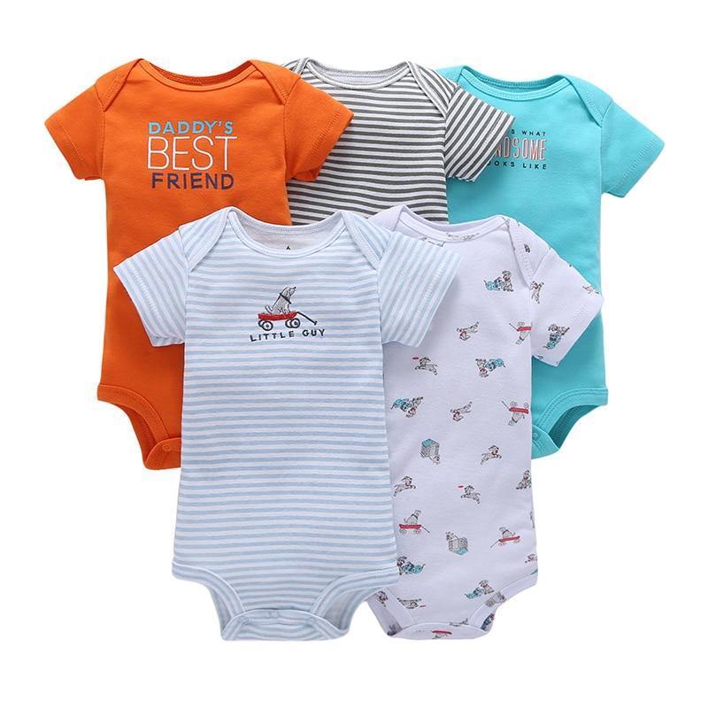 5PCS/SET Baby Bodysuit Newborn Clothes Short Sleeve Cotton Unisex Body Clothing Pajams for Kids