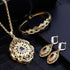 Gold Color Arabic Necklace With Earring Cuff Bracelet Women Ethnic Wedding Jewelry Sets Morocco Caftan Fashion Accessories