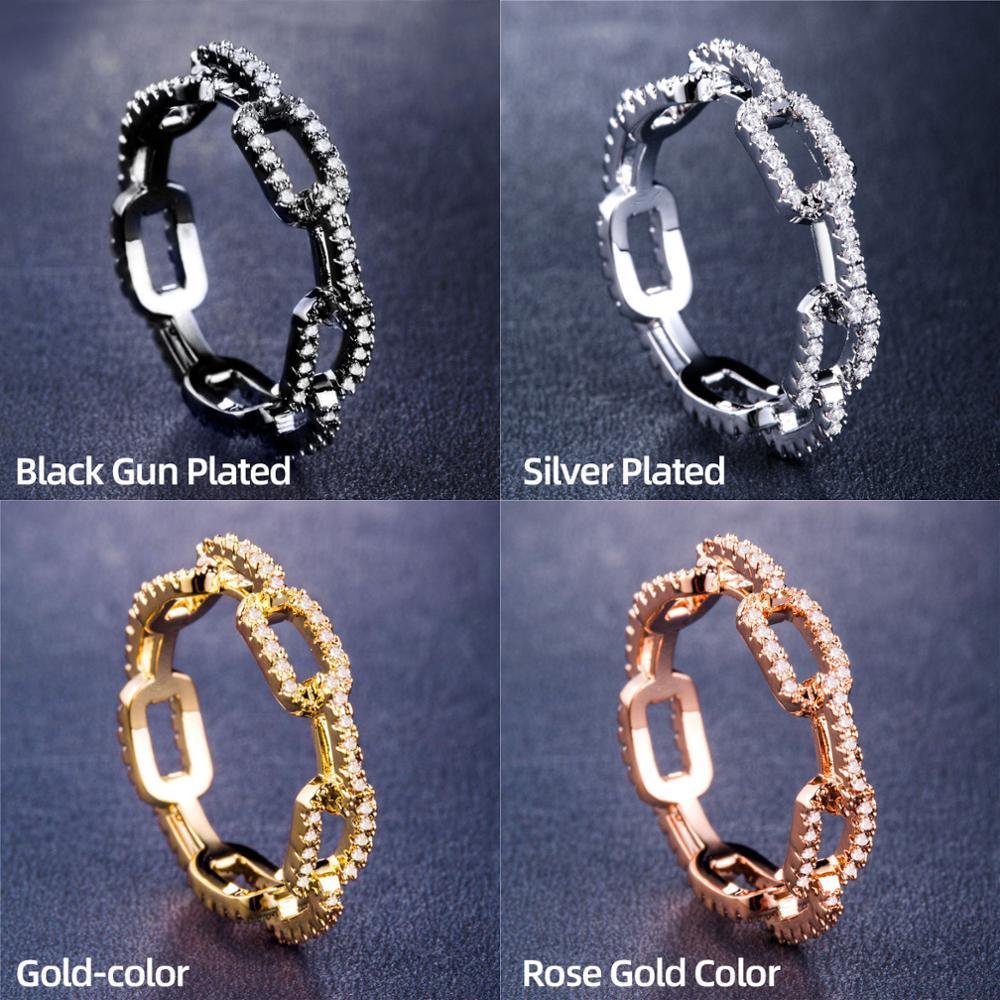 Great Idea Creative Chain Design Elegant Women Ring With Micro Paved Destiny Link Modern For Couple Ring For Girlfriend And Boyfriend Hot Items Selling