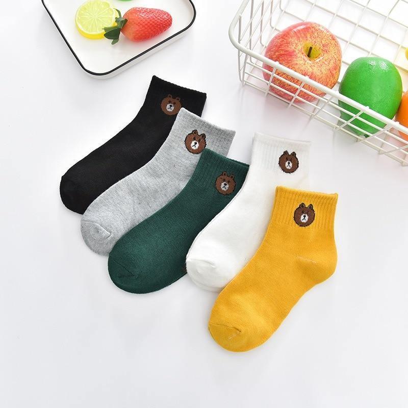 5 Pairs Baby Boys Winter Socks Cartoon Bear Kids Spring Autumn Cotton Breathable For Kids