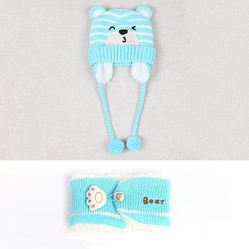 Kids Winter Hats for Girls and Boys Baby Crochet Warm Caps Scarf Set For Baby Kids In Modern Bear Design