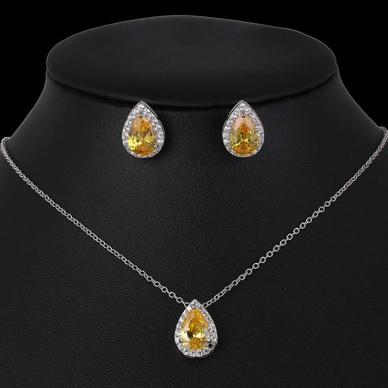 Modern Water Drop Cubic Zirconia Elegant Wedding Jewelry Sets Inlay Luxury Amazing Crystal Bridal Jewelry Set