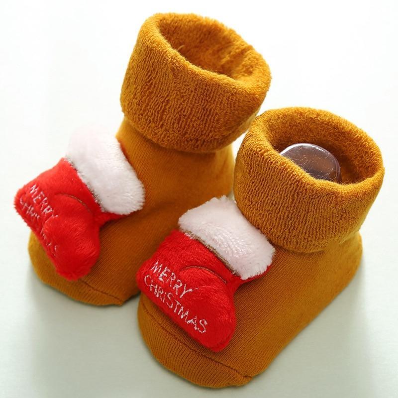 Luxury Modern Christmass Children's Socks With  Doll Baby Keep Warm Elk Non-Slip Socks Newborn For Infant Toddler Kids