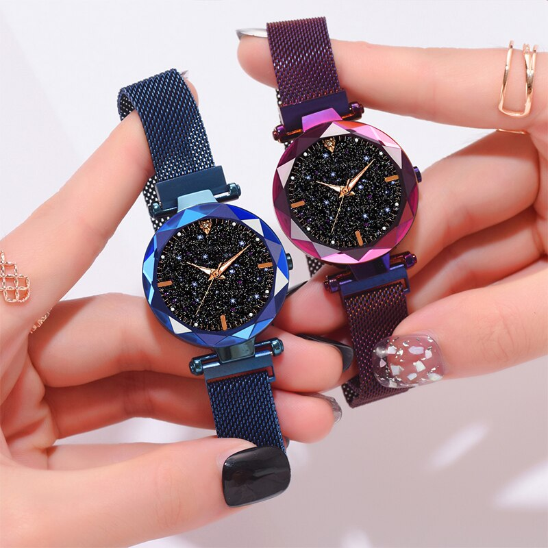 New Luxury Women Watches Ladies Watch Starry Sky Magnetic Waterproof Female Wristwatch For Women and Girls