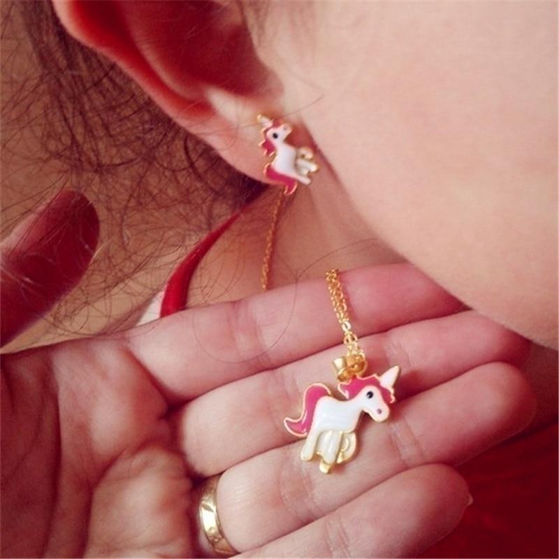 Modern Luxury New Elegant Necklace Earrings and Brecelet in On Amazing Good-Looking Cartoon Unicorn Set For Girls Kids and Woman