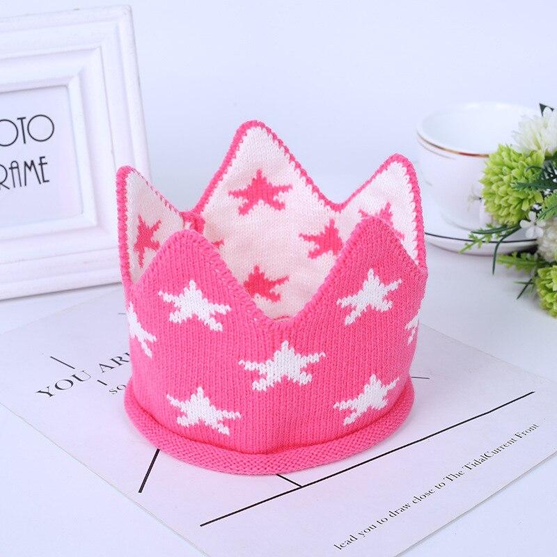 Modern Luxury New Trend  Baby Hat Girls and Boys Crown Knitted Cap Toddler Empty Top Hats Newborn Design Woolen Yarn Bonnet For Kids