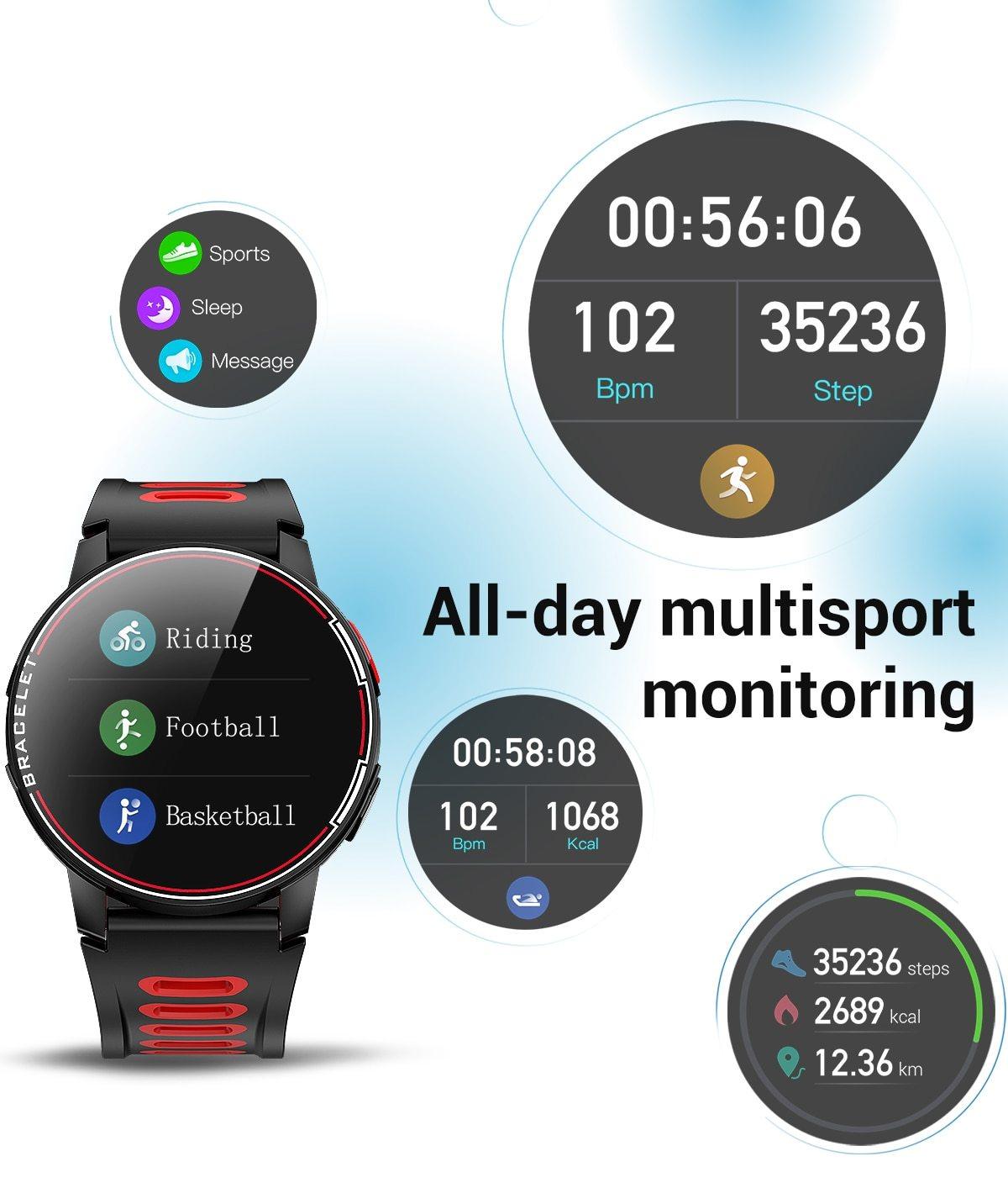 New Proffesional Smart Watch With IP68 Waterproof Protection  Sport Men Women Bluetooth Smartwatch Fitness Tracker Heart Rate Monitor For Android IOS