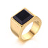 Luxury Gold Men  Men's Stainless Steel Black Stone Gold King Epic Ring Europe and America Style