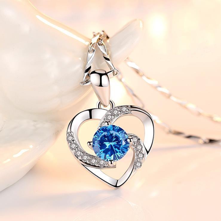 New Luxury Crystal CZ Heart Pendant Choker Necklace 925 Sterling Silver Chain Necklaces For Women In Wedding Jewelry Style