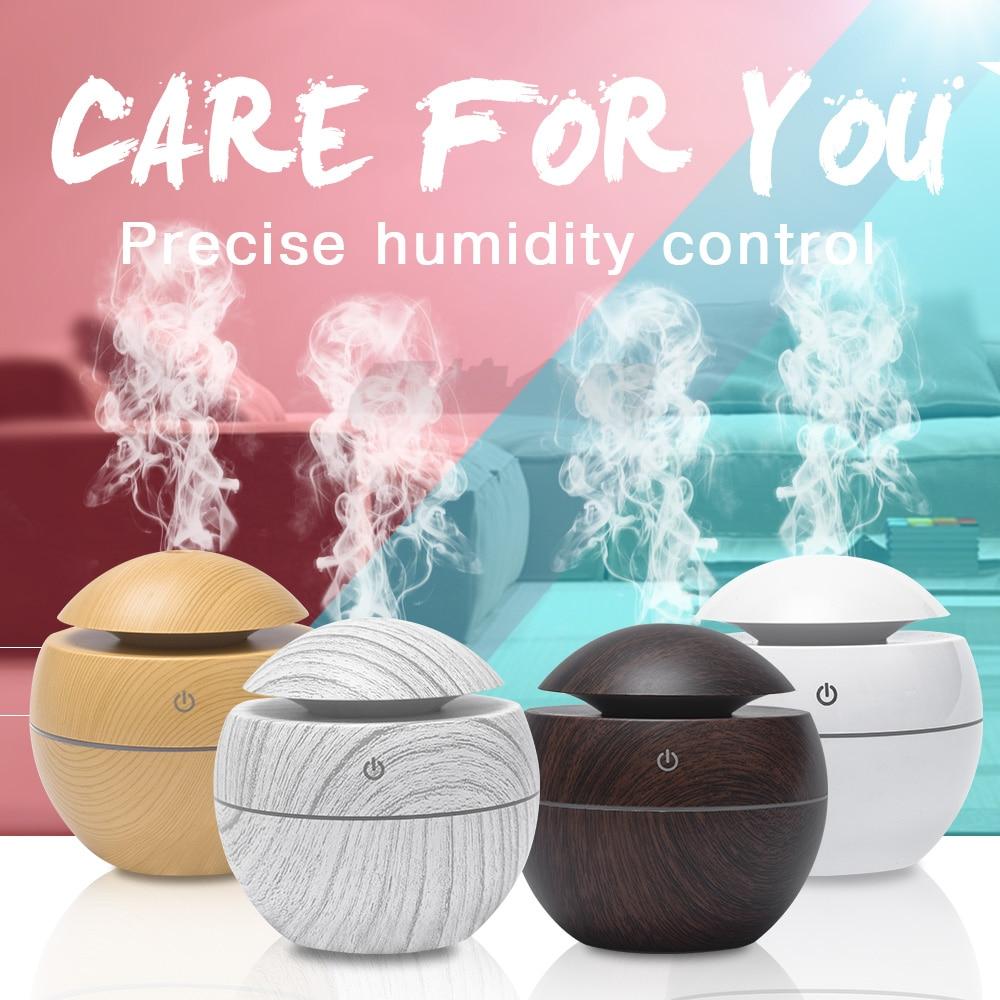 Mini Air Humidifier Ultrasonic USB Aroma Wood Grain LED Night Light  Electric Essential Oil  Diffuser Aromatherapy Home